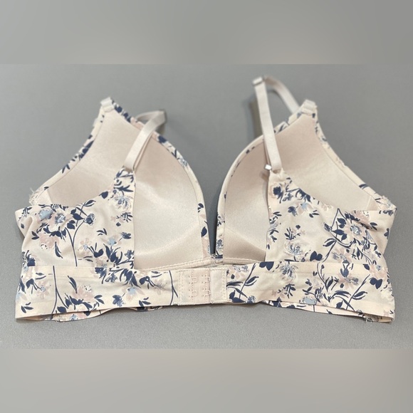 Lucky Brand Wireless Floral Full Coverage Bra Stretch Pink Blue 36B Feminine - Picture 6 of 11